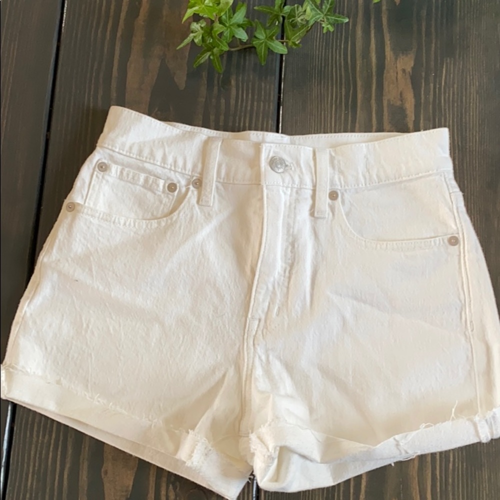 Madewell High Rise White Denim Shorts, size 26